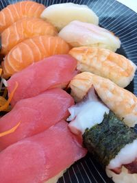 High angle view of sushi in plate