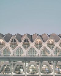 Low angle view of modern building against clear sky