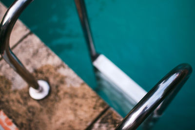 High angle view of water on table