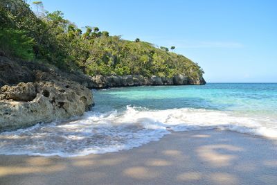 Scenic view of sea against clear sky