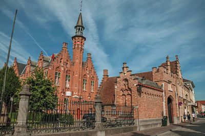 Brick building in typical flanders style in bruges. a town full of canals in belgium.