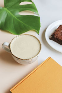High angle view of food in plate on table
