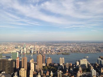 High angle view of buildings against sky in city