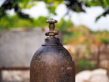 Close-up of gas cylinder