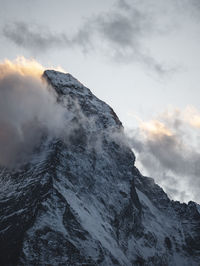 Tip of the matterhorn during sunset, switzerland