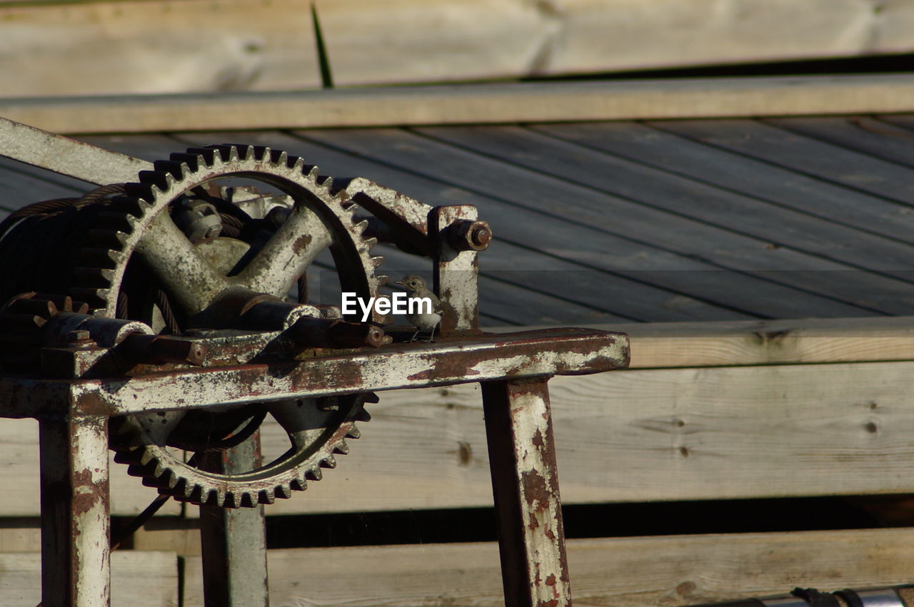 Close-up of rusty gear