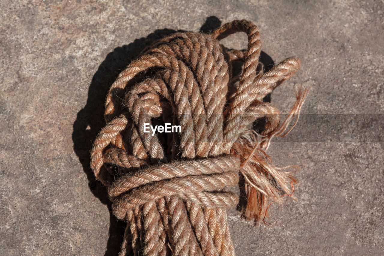 Rope made of natural fibers . macro image of rope