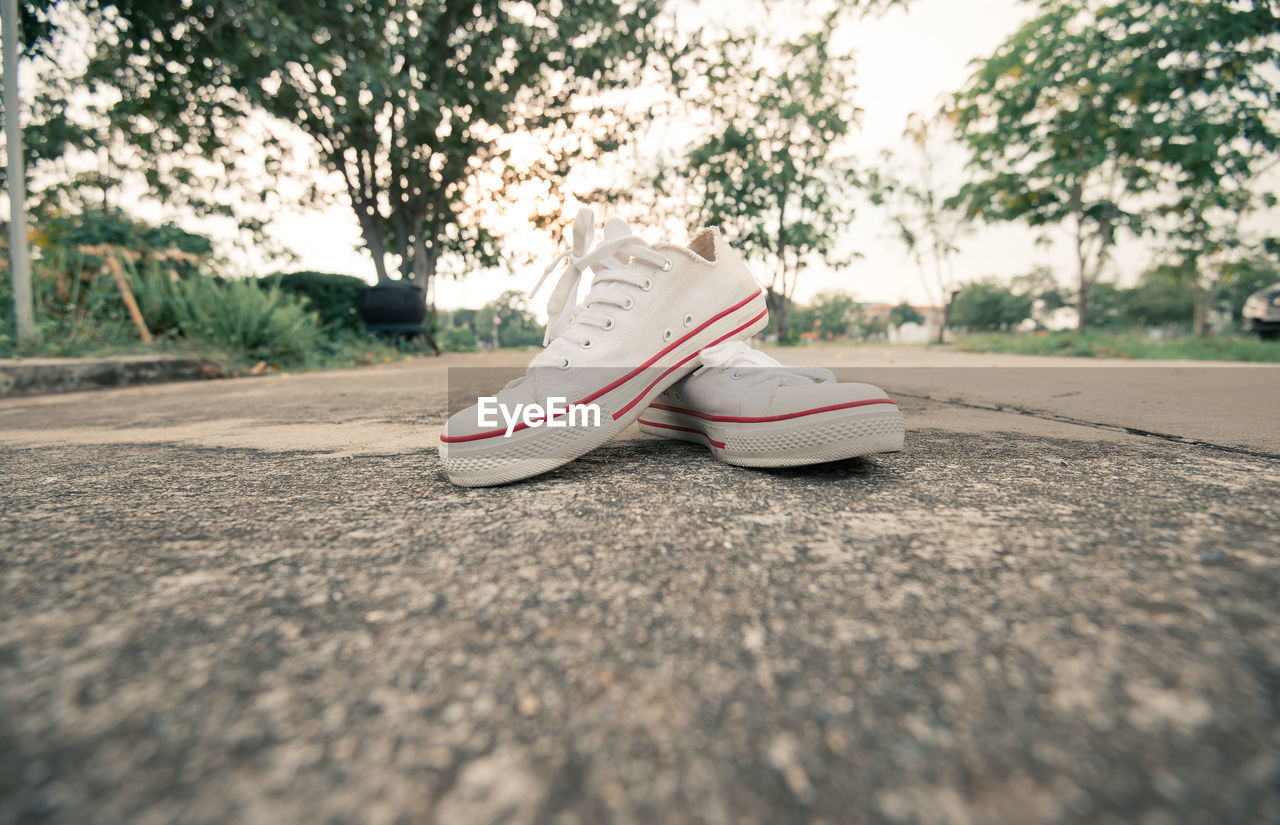 White shoes on road