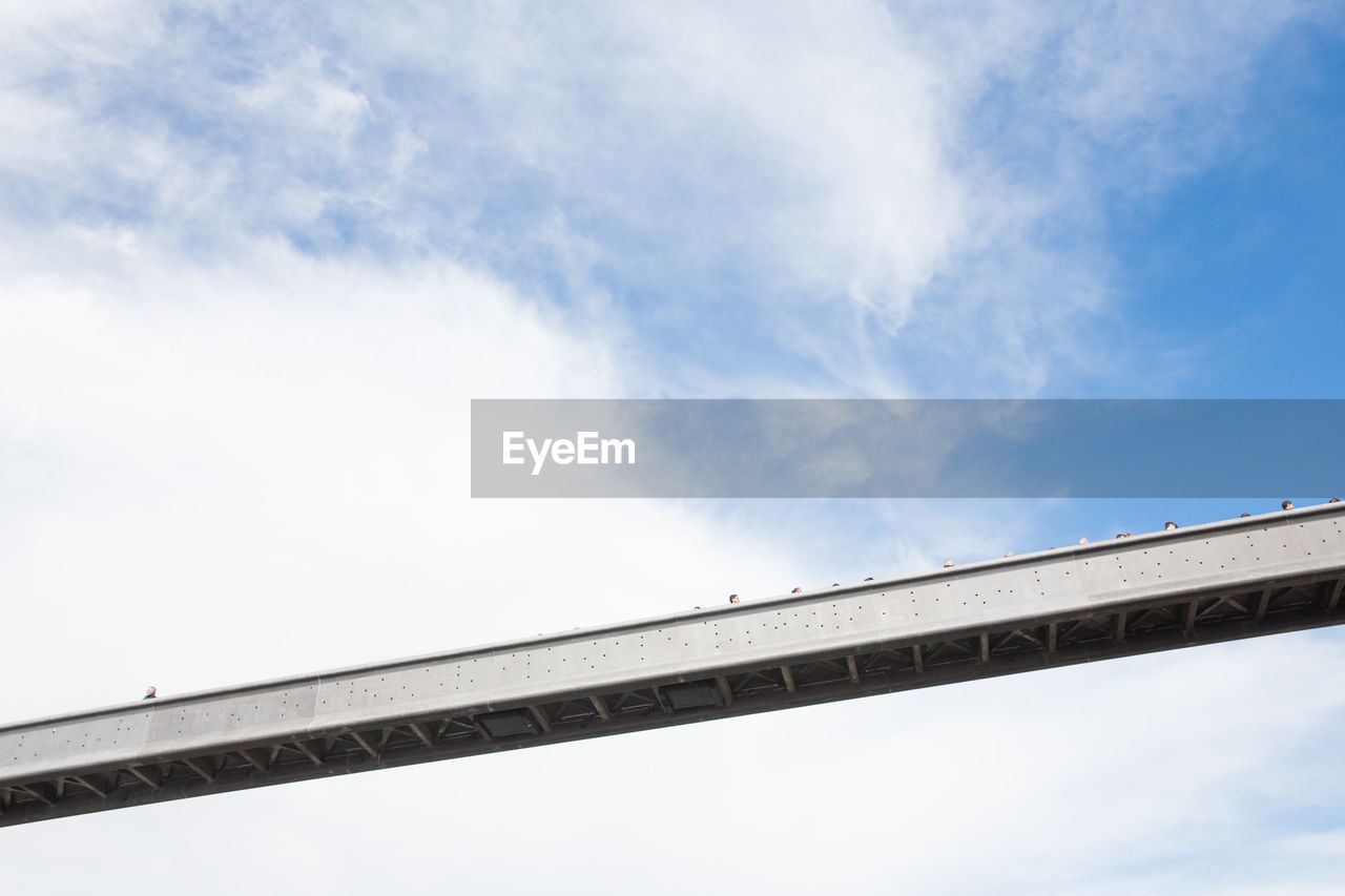 Low angle view of bridge against cloudy sky