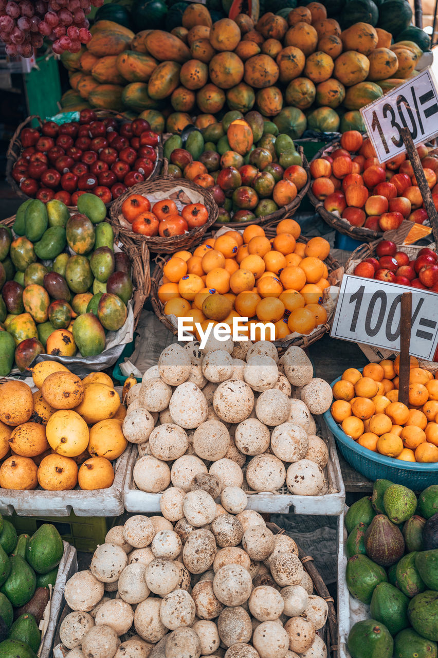 full frame shot of fruits for sale in market