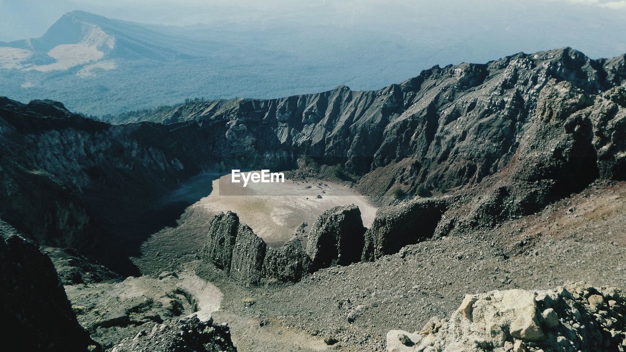 High angle view of rocky mountains