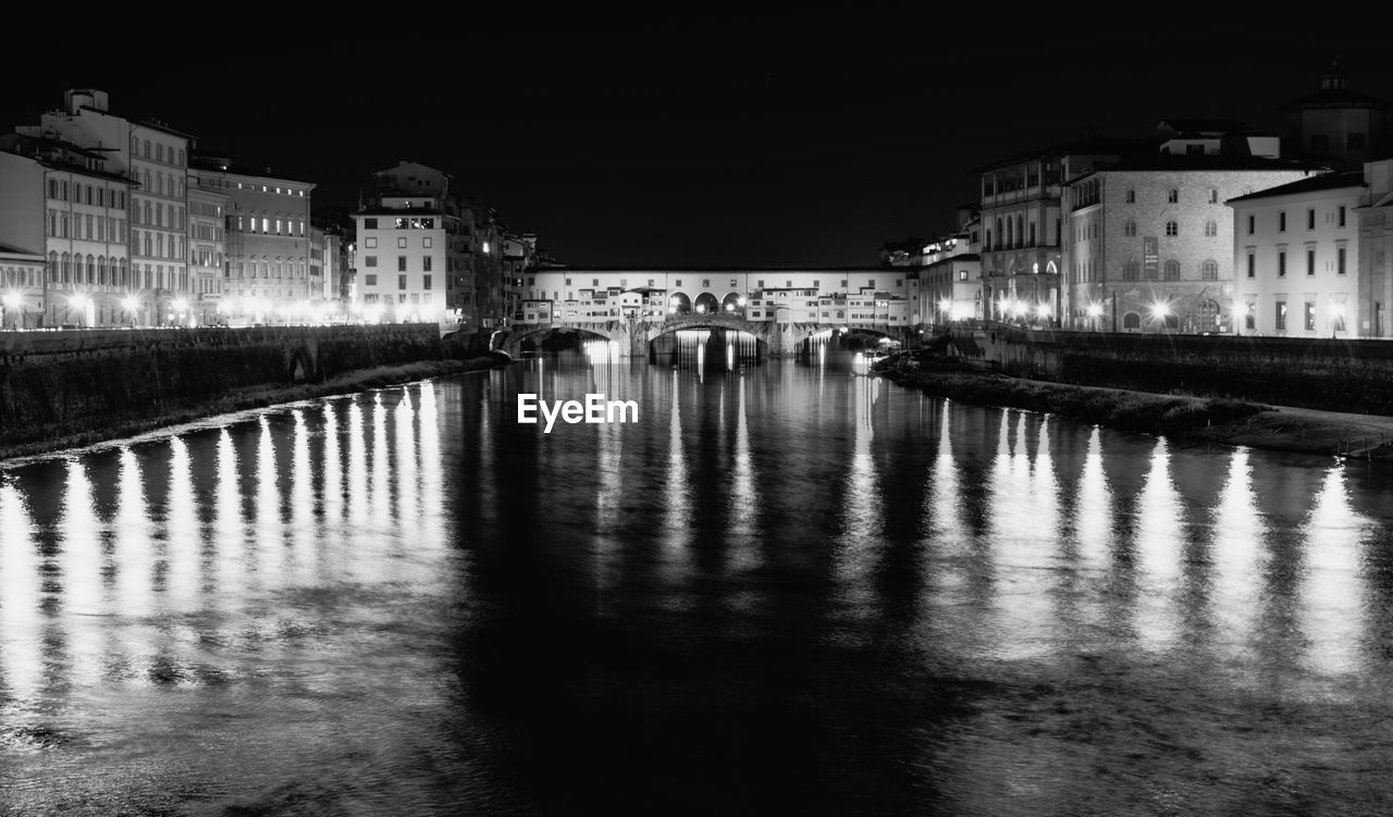 RIVER PASSING THROUGH CITY AT NIGHT