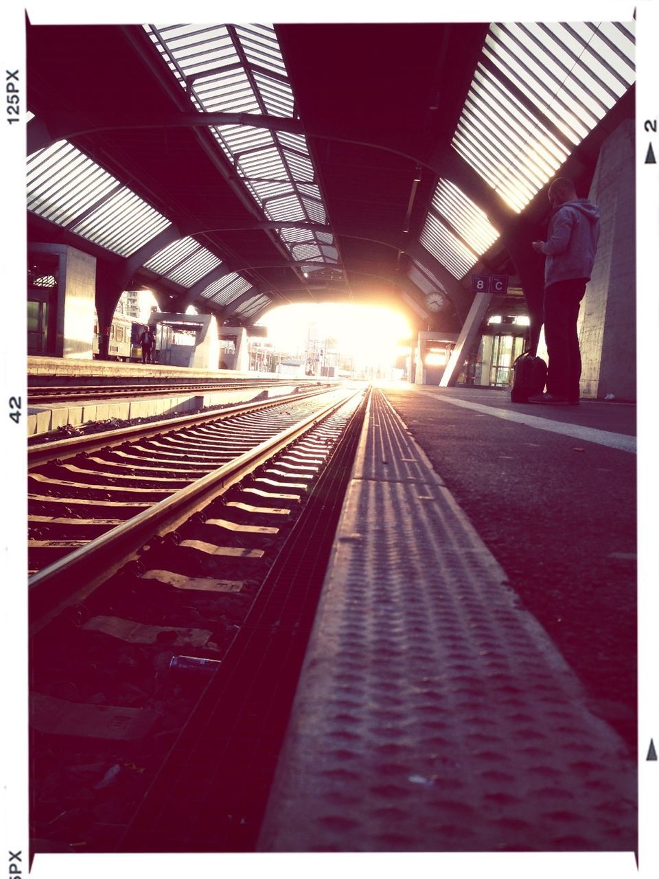 Surface level of railroad station platform