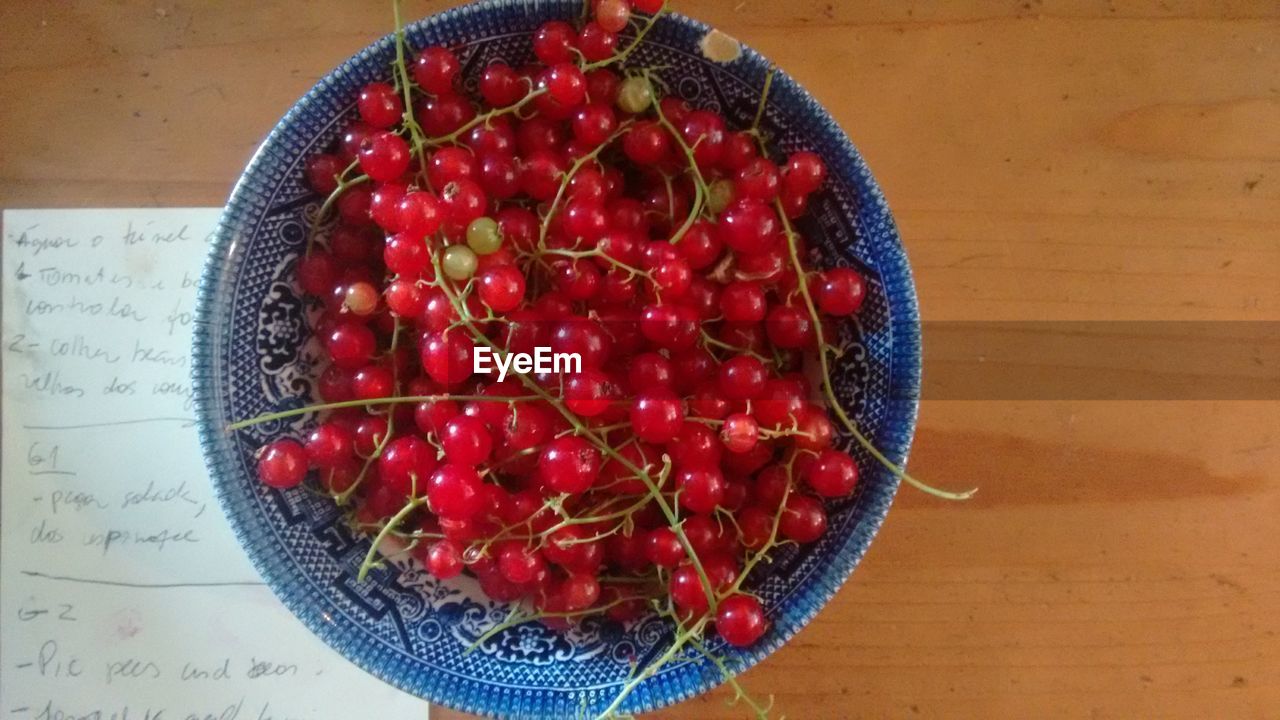 HIGH ANGLE VIEW OF CHERRIES IN BOWL