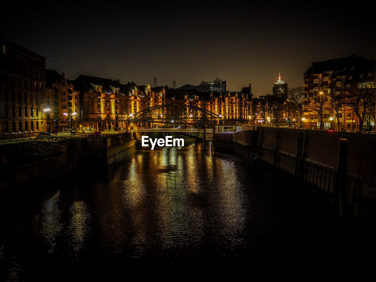 Illuminated city at night