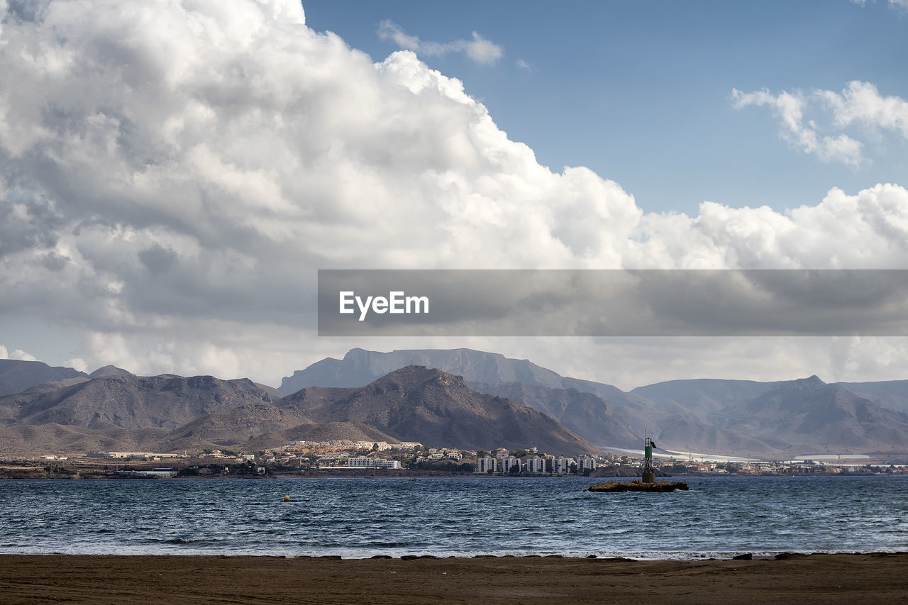 View of calm sea against cloudy sky