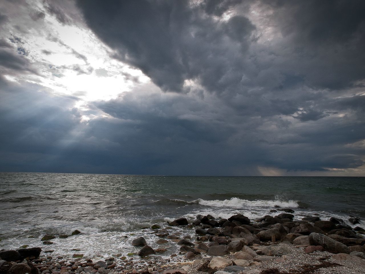 Scenic view of sea against cloudy sky