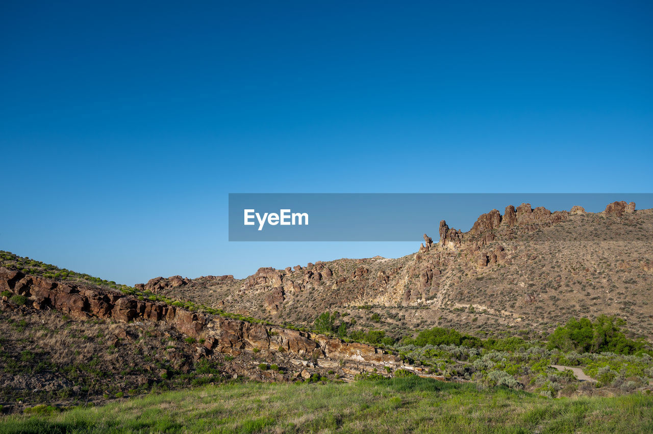 SCENIC VIEW OF MOUNTAINS AGAINST CLEAR BLUE SKY