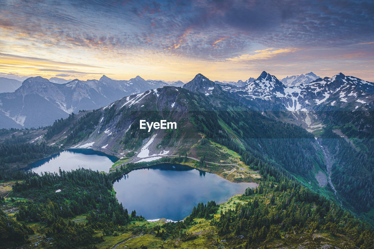 Beautiful "twin lakes" lakes from the top of winchester mountain, usa