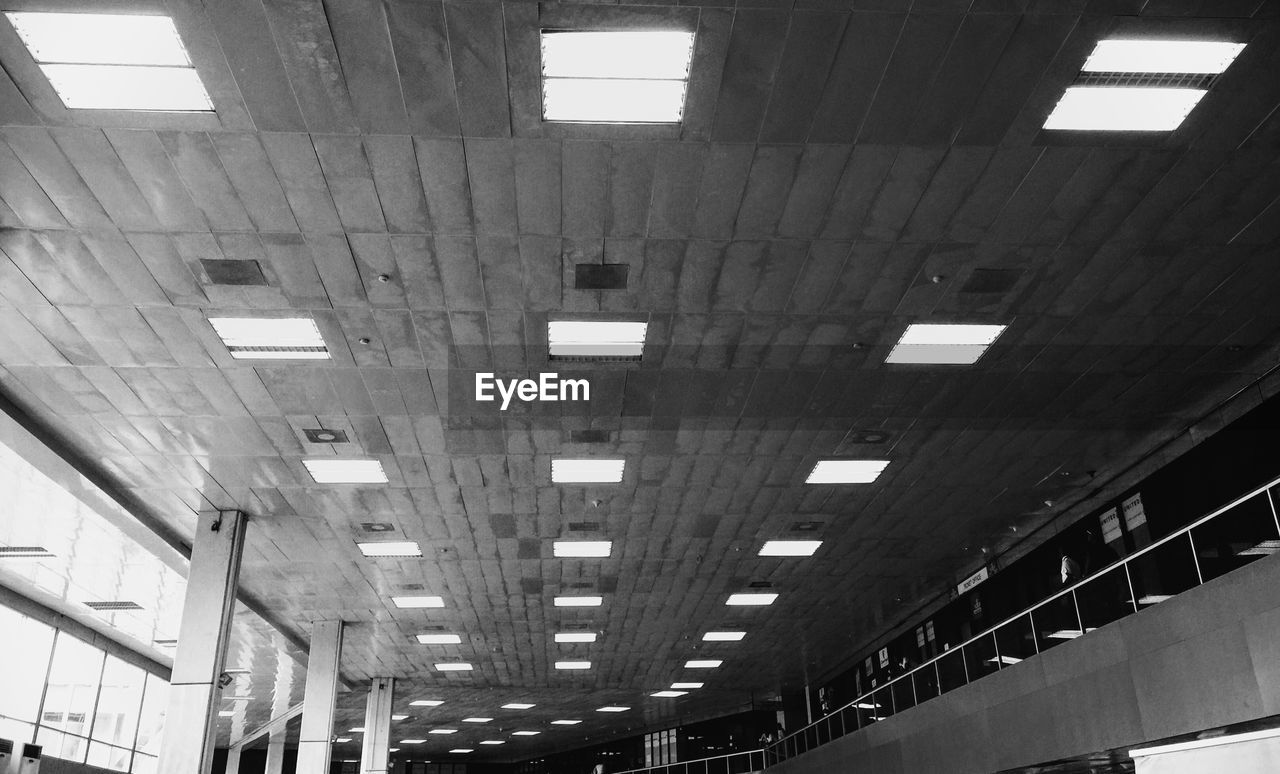 Low angle view of illuminated ceiling of building