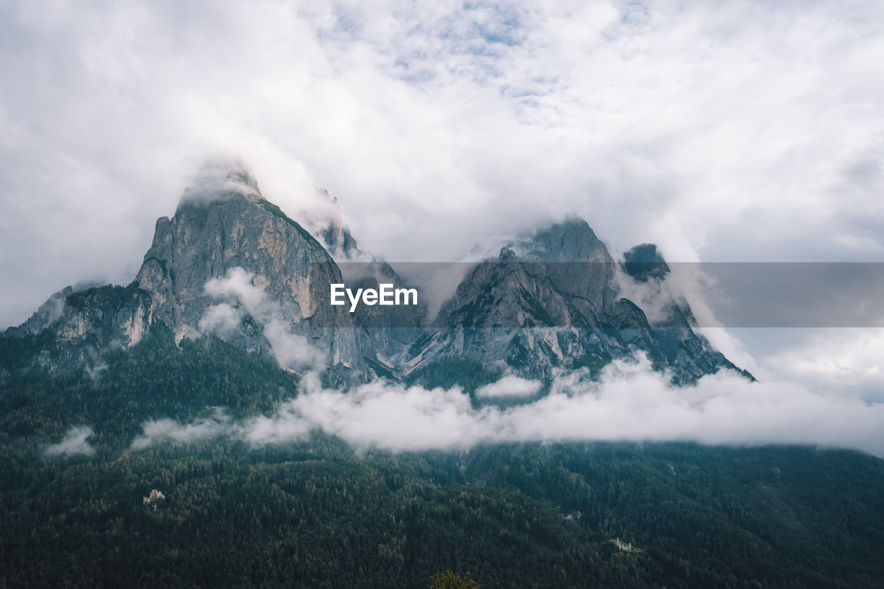 PANORAMIC VIEW OF MOUNTAIN RANGE AGAINST SKY