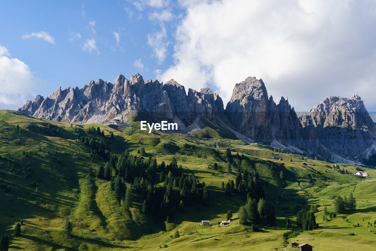 Panoramic view of landscape and mountains against sky