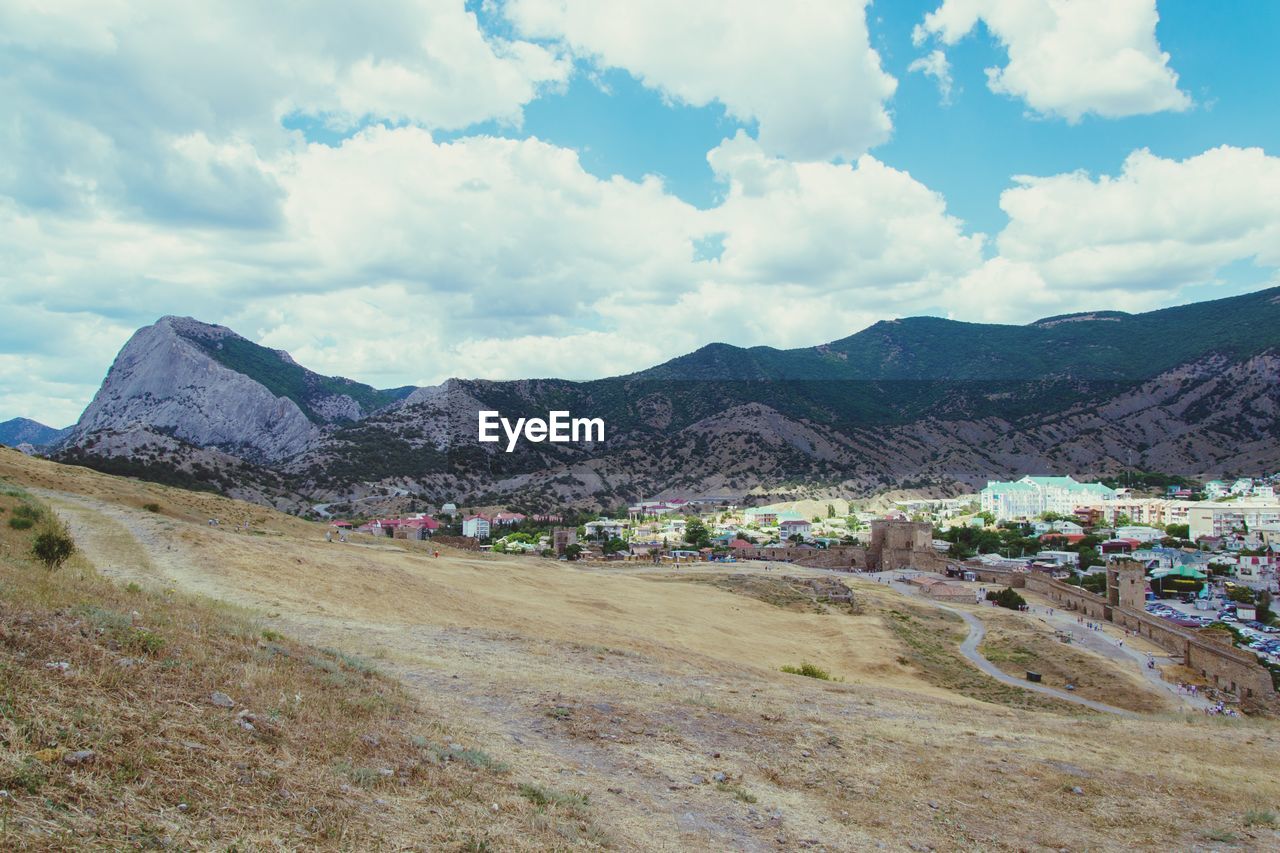 Scenic view of mountains against sky