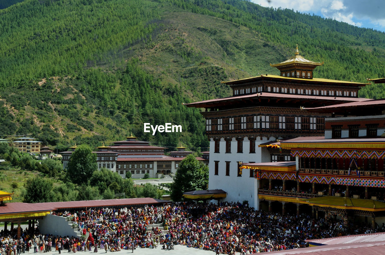 Thimpu dzong or tashichoe dzong during annual tsechu festival.