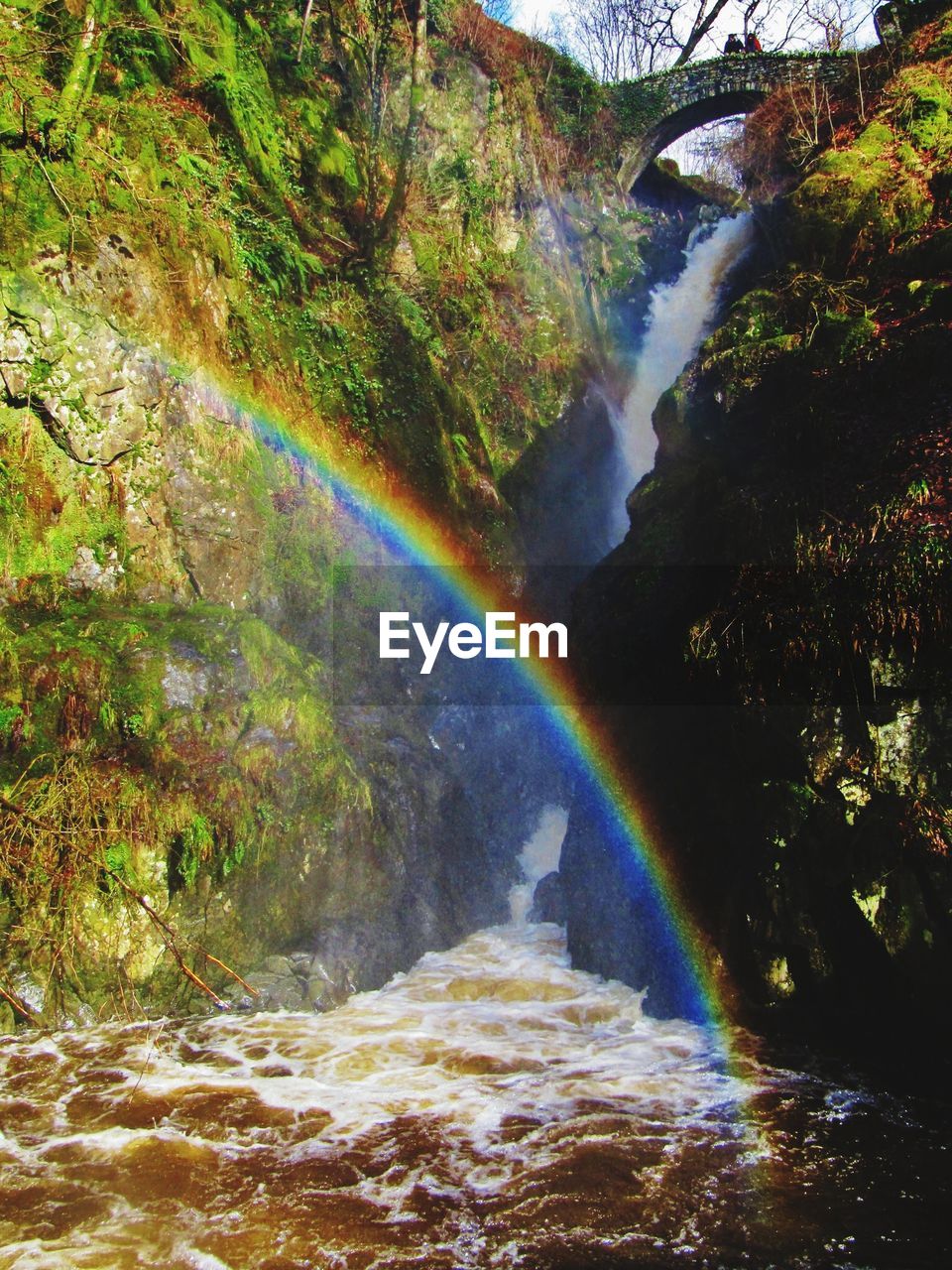 Rainbow by waterfall