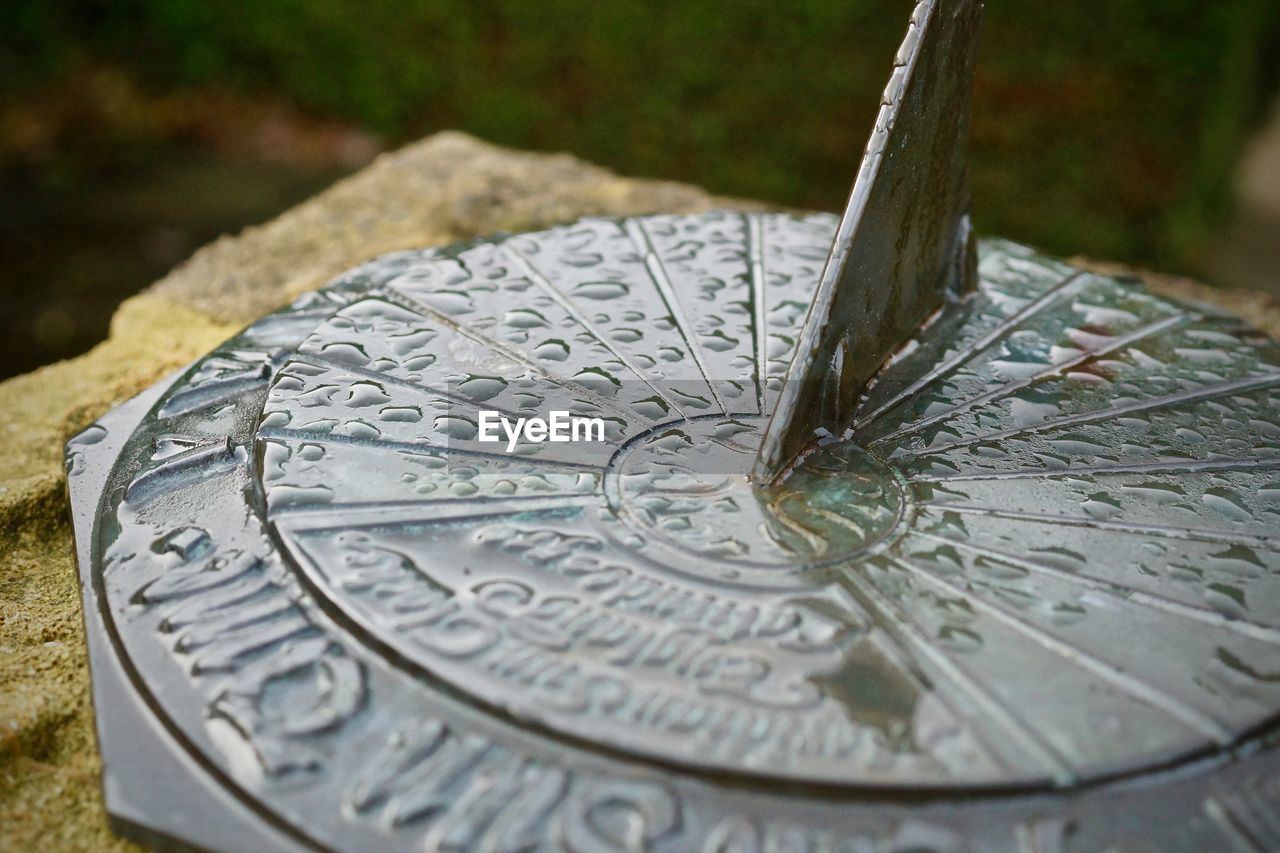 Angled view of a sun dial
