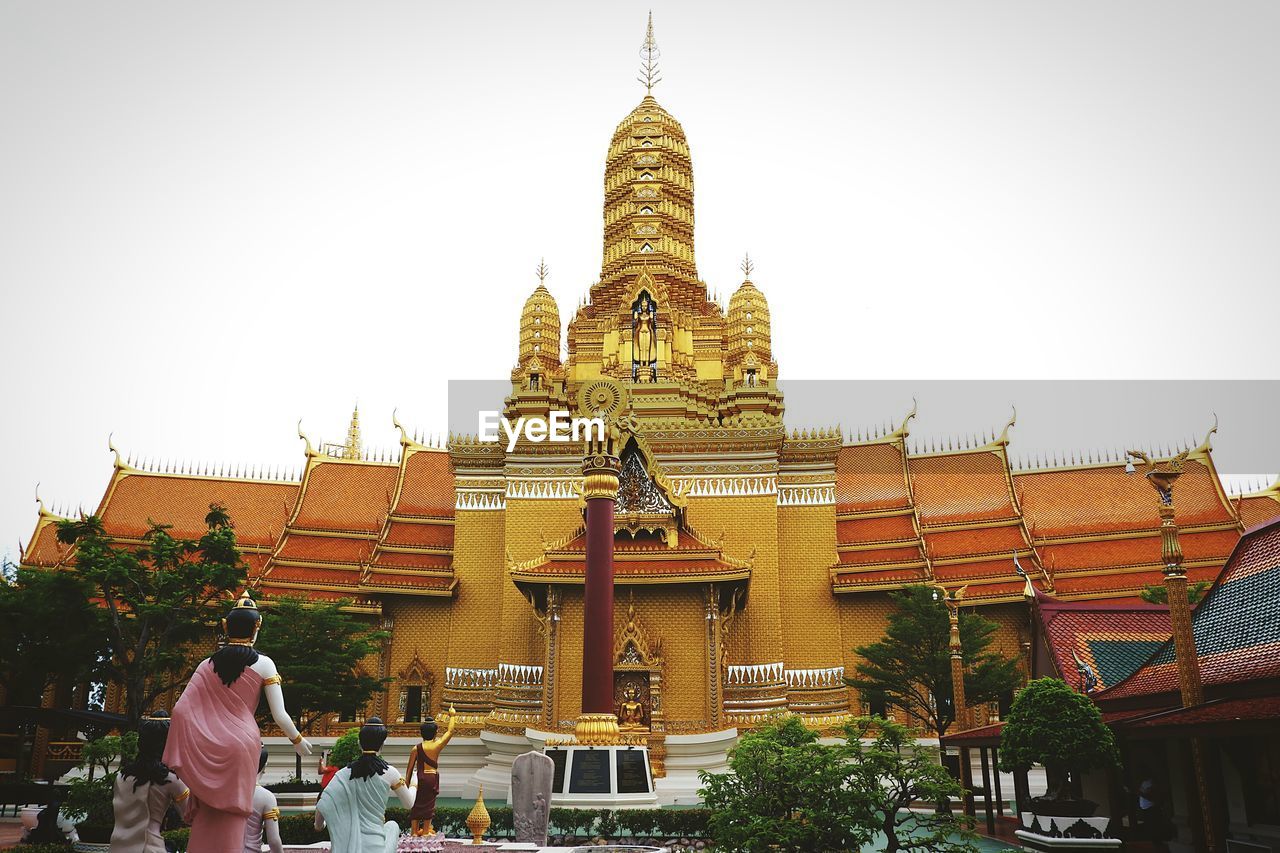 Low angle view of pagoda against clear sky