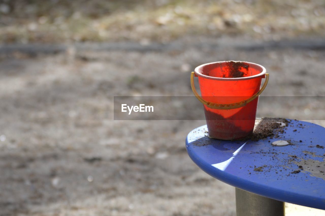 Close-up of toy bucket 