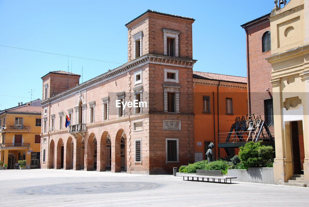 The town hall, in the main square of castel bolognese, ravenna, emilia romagna, italy.