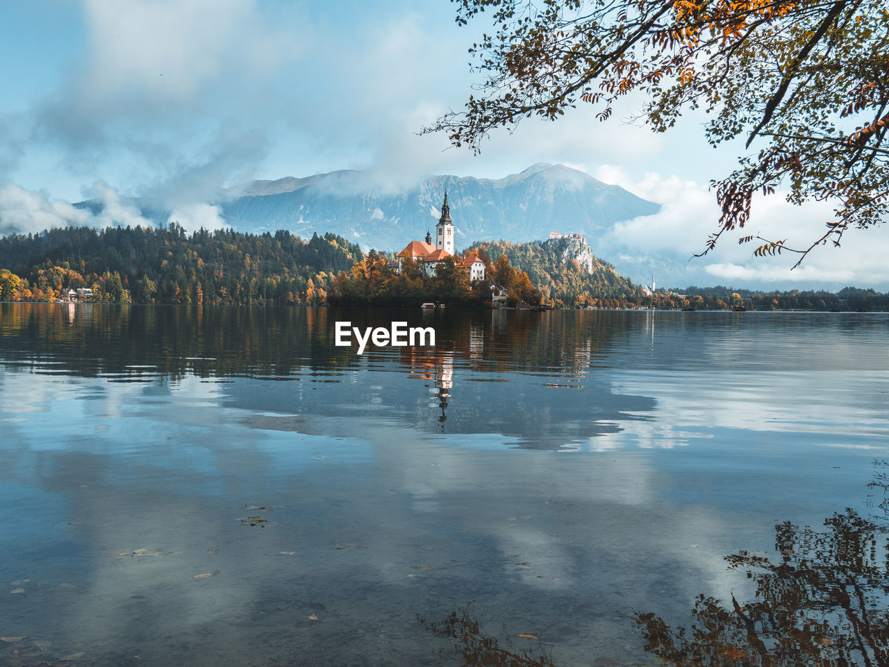 Scenic view of lake against sky in bled, slovenia