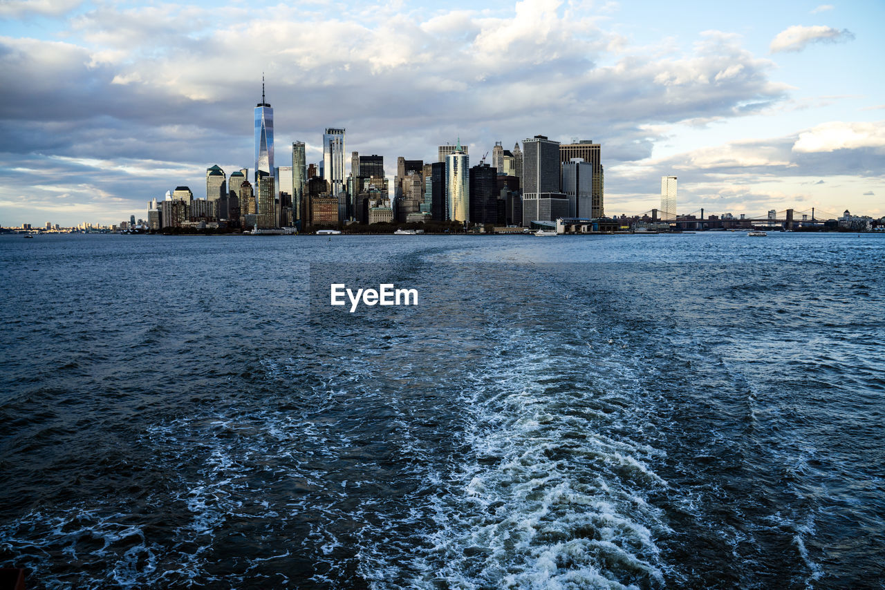 View of the world trade center skyline from the ship