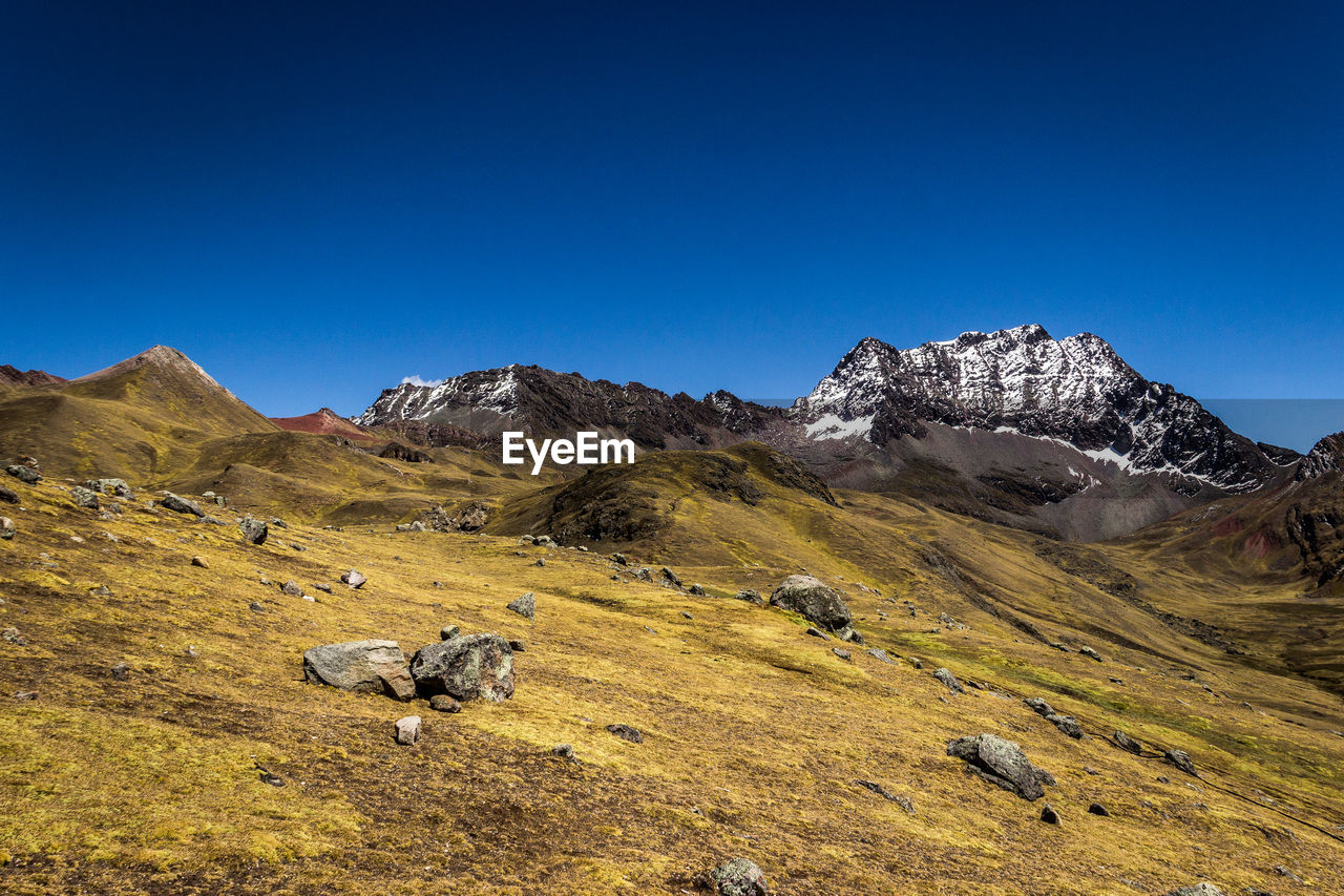 SCENIC VIEW OF SNOWCAPPED MOUNTAIN AGAINST CLEAR BLUE SKY