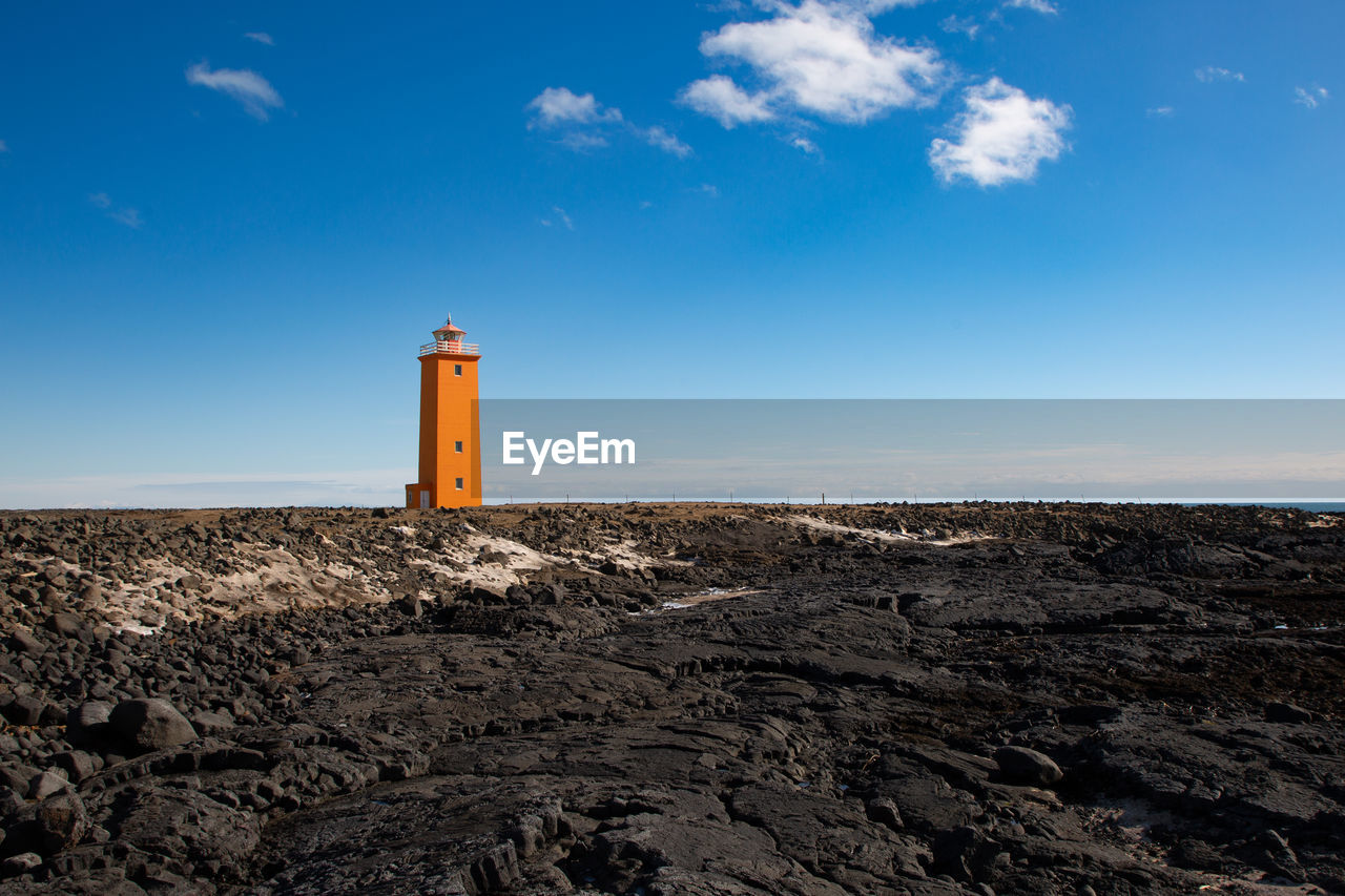 Selvogsviti lighthouse across the black lava