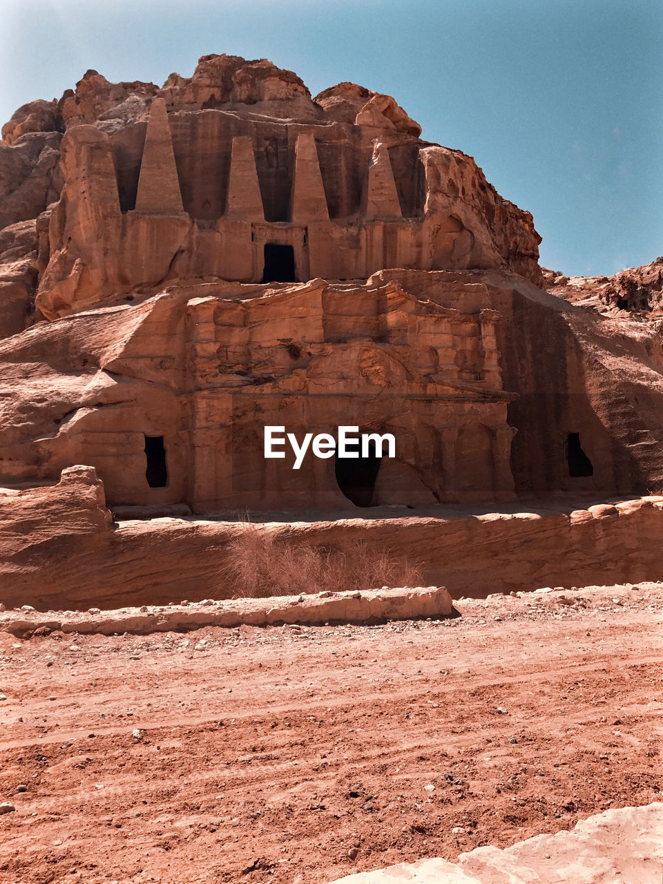 View of rock formation in wadi rum.