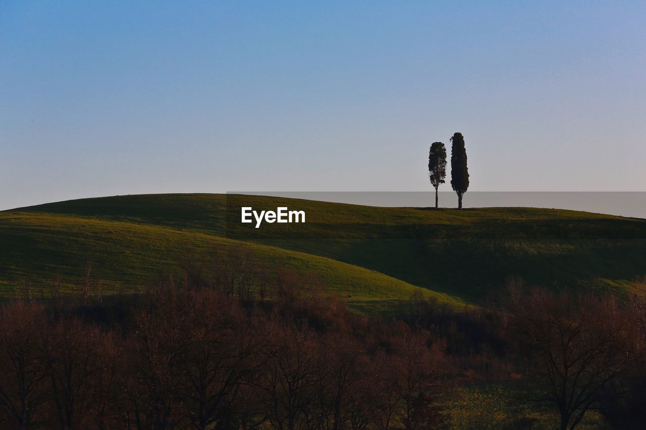 Scenic view of landscape against clear sky