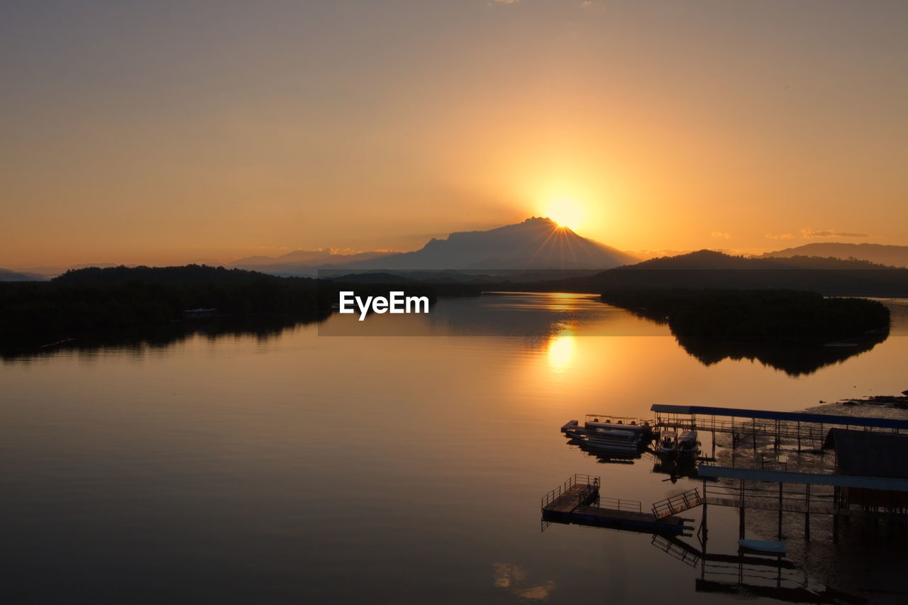 SCENIC VIEW OF LAKE DURING SUNSET