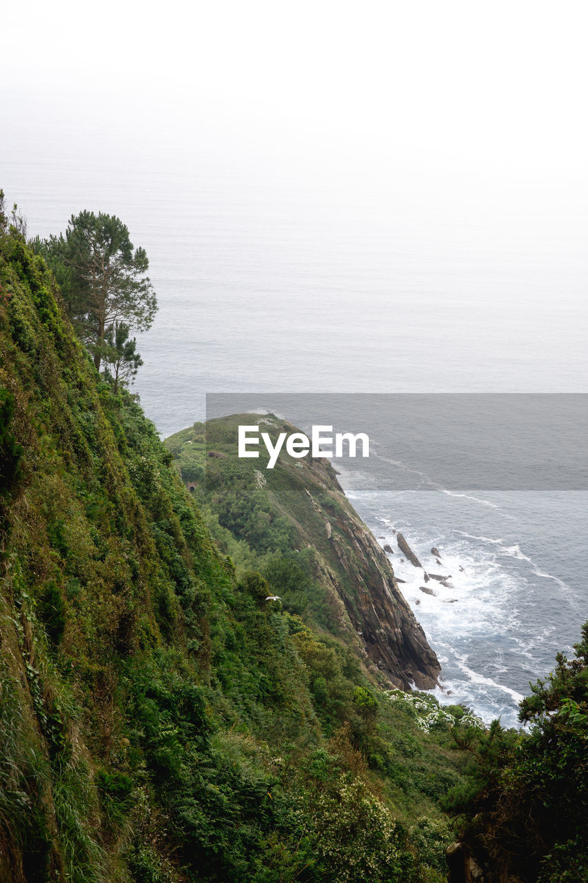 High angle view of sea against clear sky