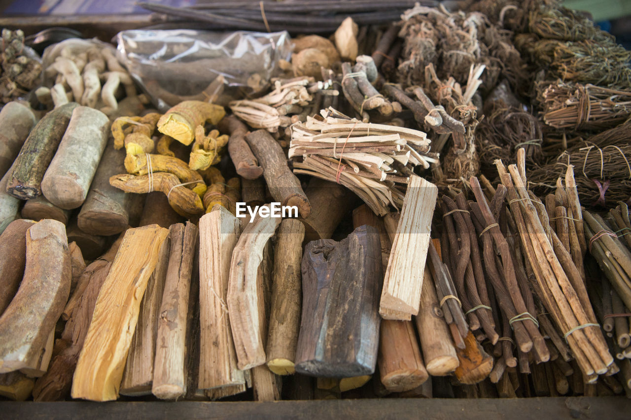 Various herbal medicines for sale at market