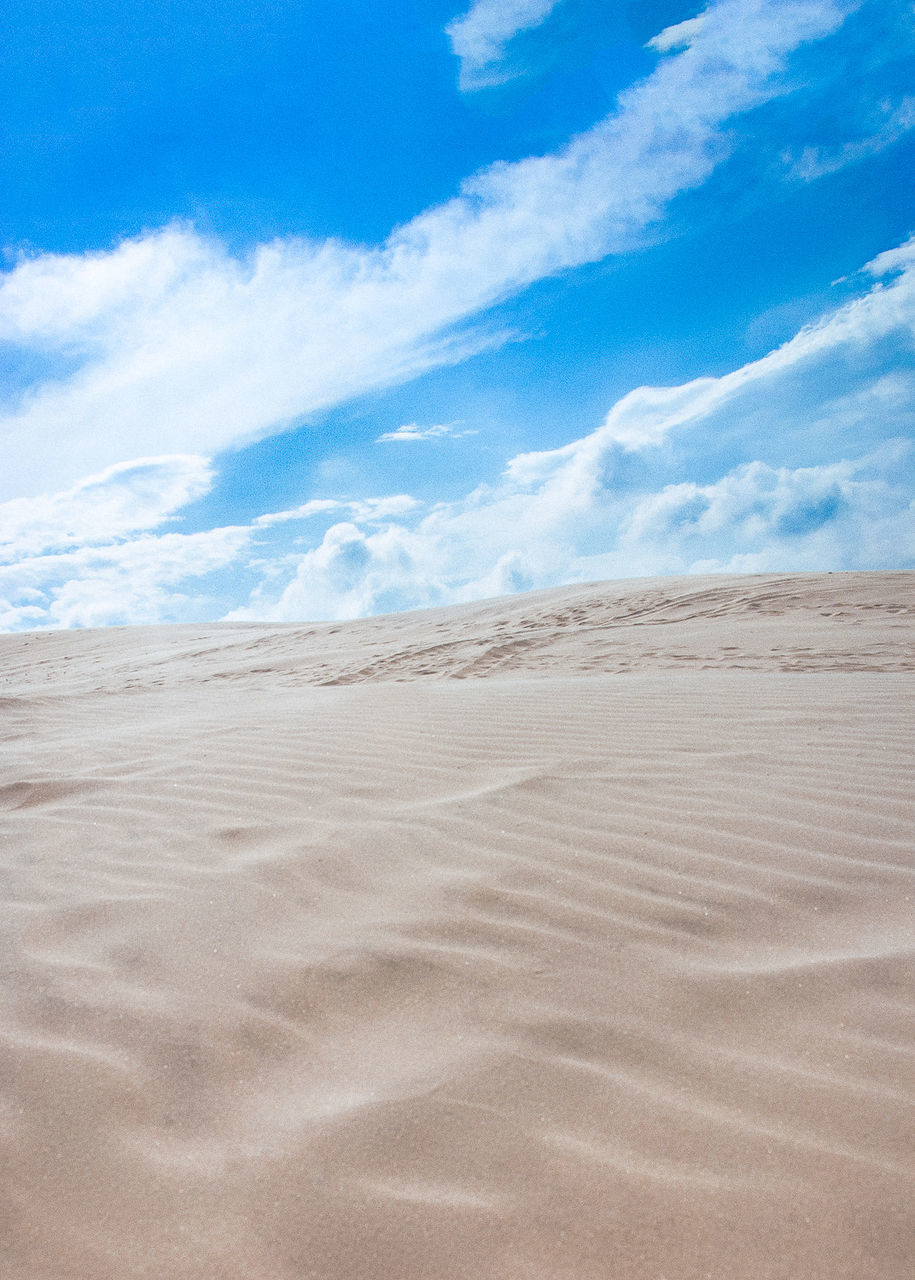 Scenic view of desert against blue sky