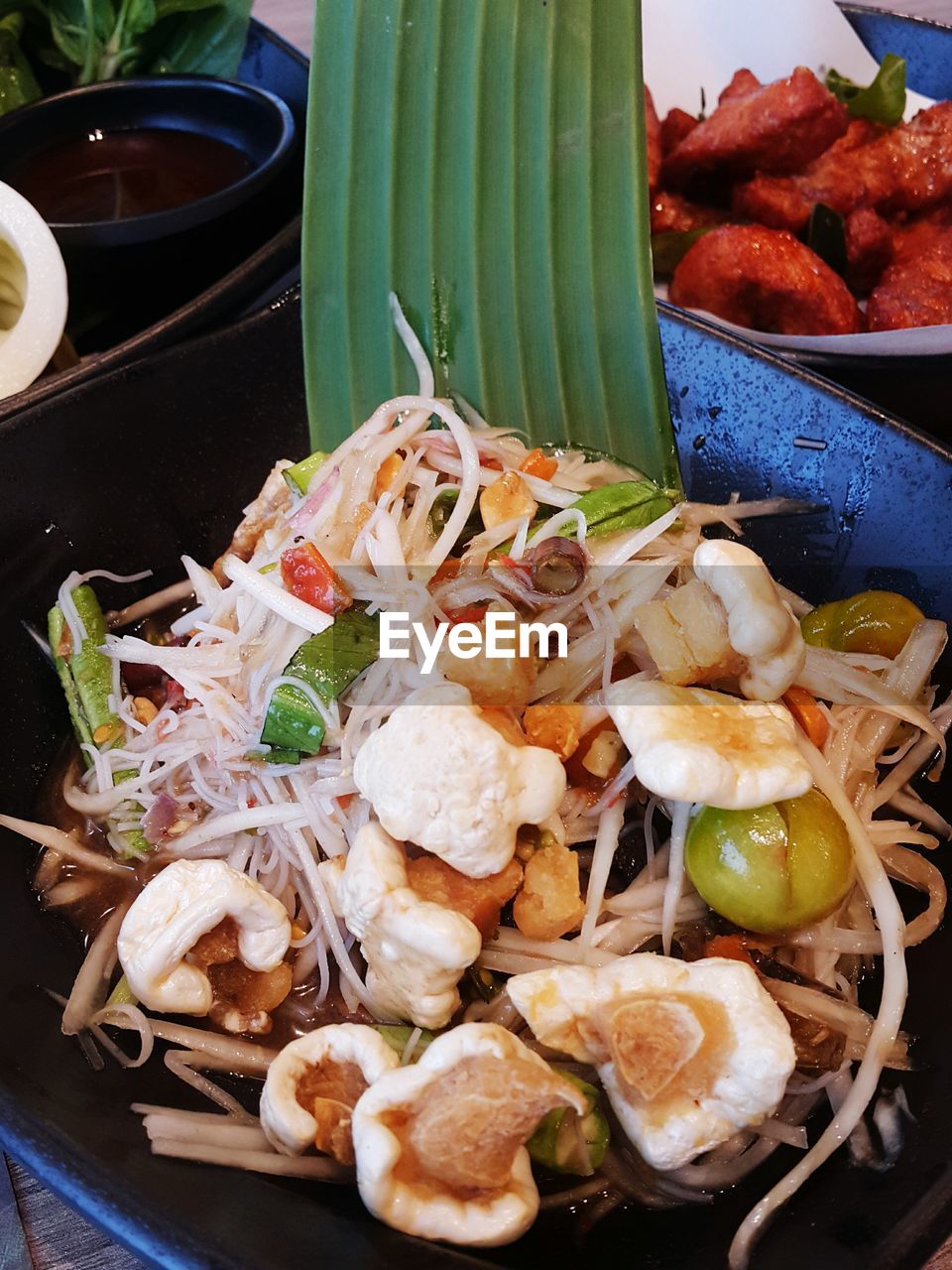 High angle view of chopped vegetables in bowl on table