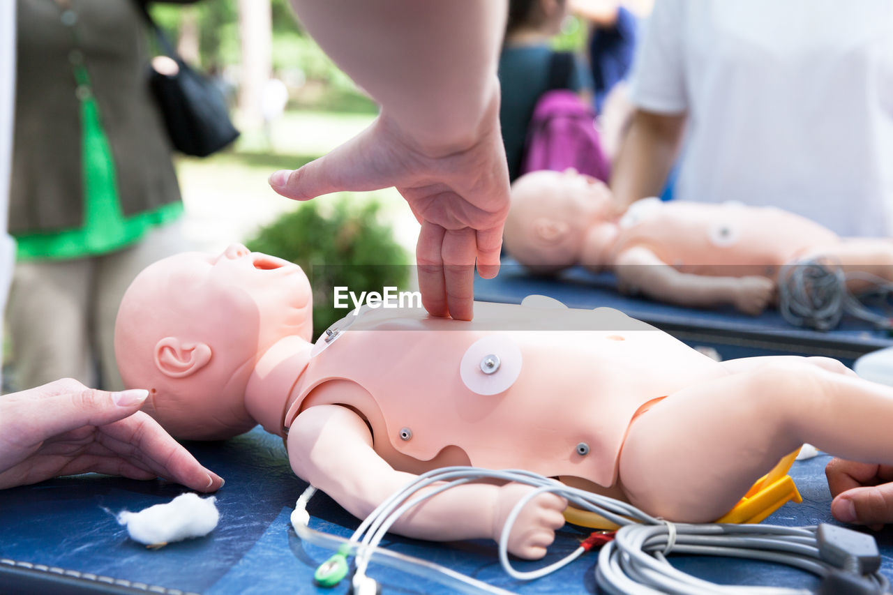 First aid and cpr class for a baby