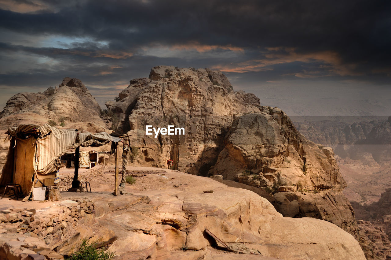 Panoramic view of rocky mountains against sky