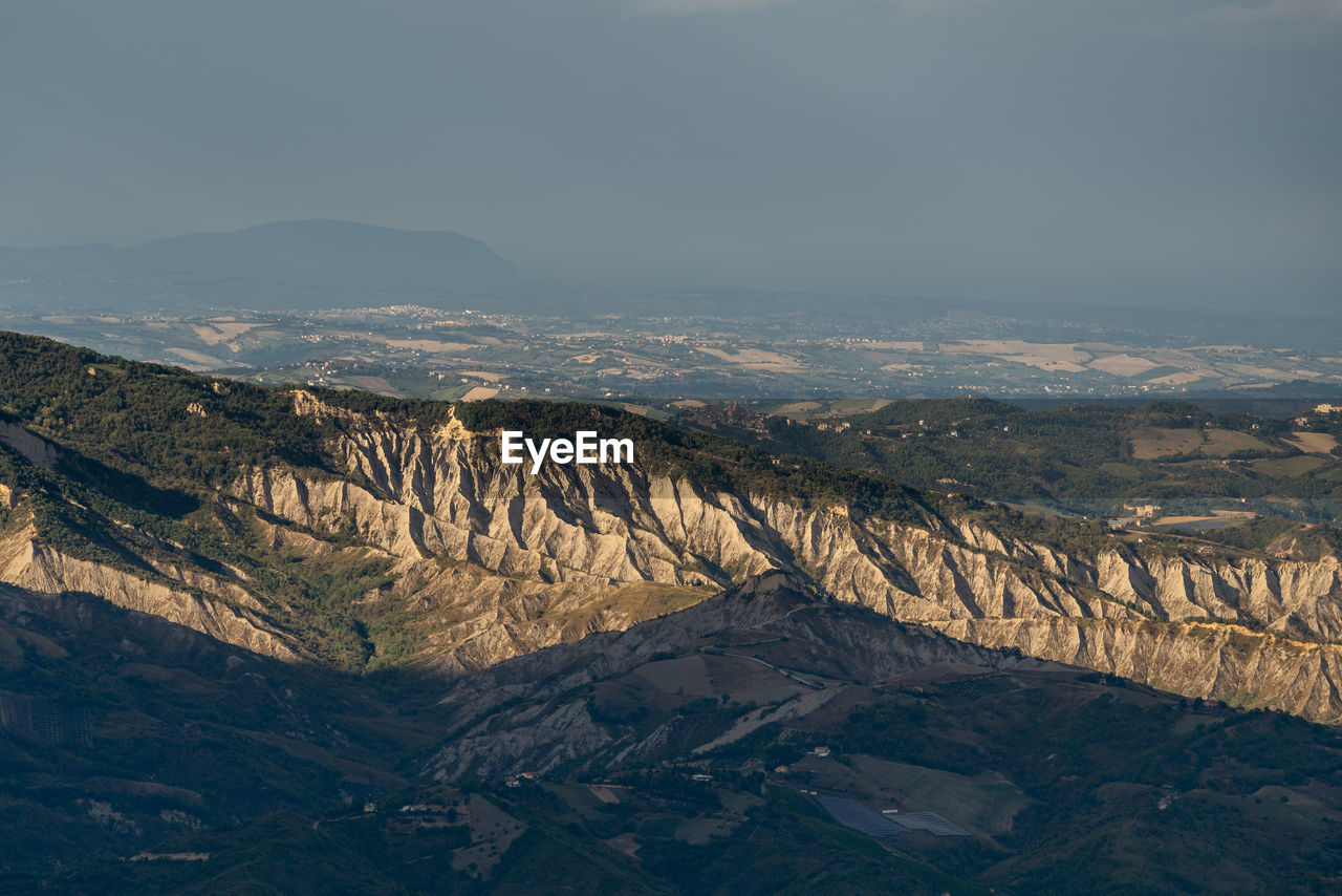 Aerial view of dramatic landscape