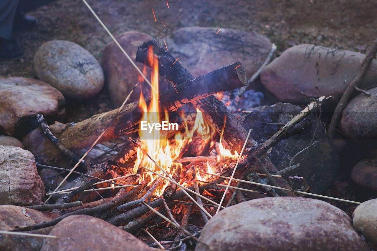 BONFIRE ON ROCKS AT FIRE