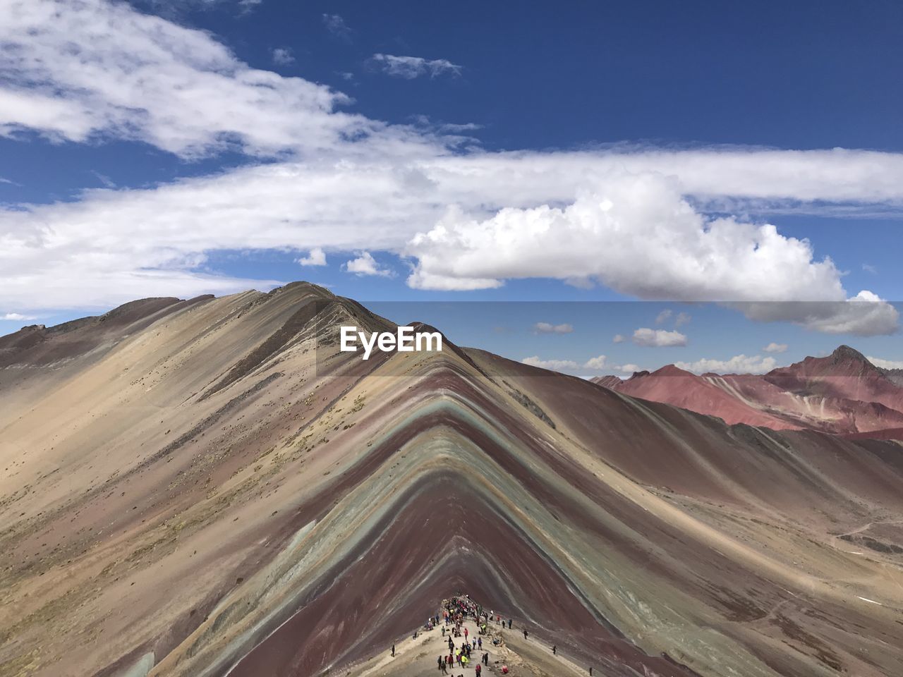 Scenic view of mountains against cloudy sky