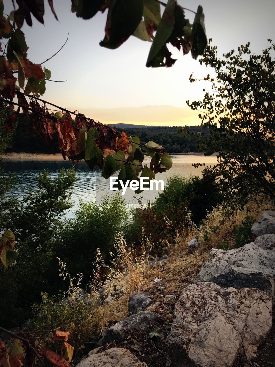 SCENIC VIEW OF LAKE DURING SUNSET